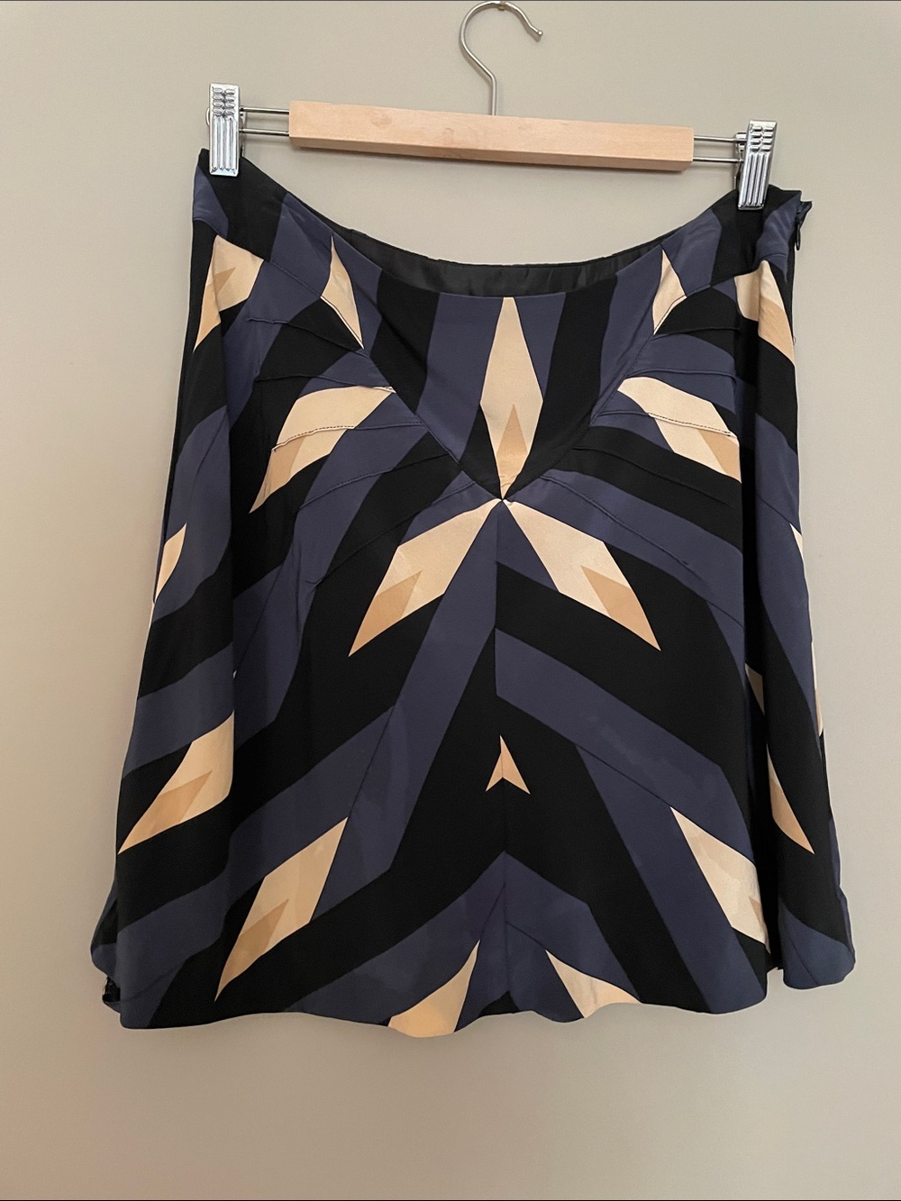 Marc by Marc Jacobs 100% Silk Black Multi Coloured Geometric Print A-line Skirt